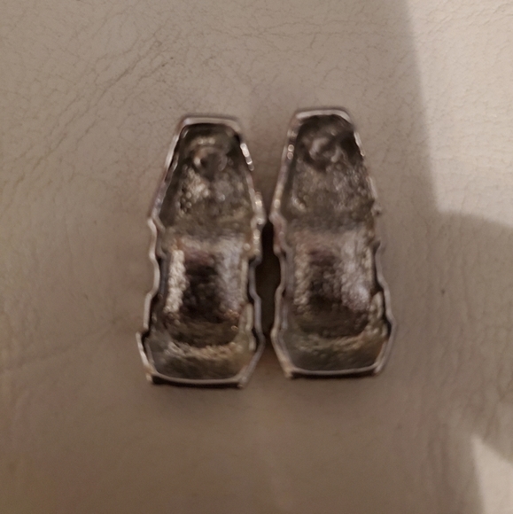 Vintage Black Onyx Silver Plated Earrings - Picture 3 of 3